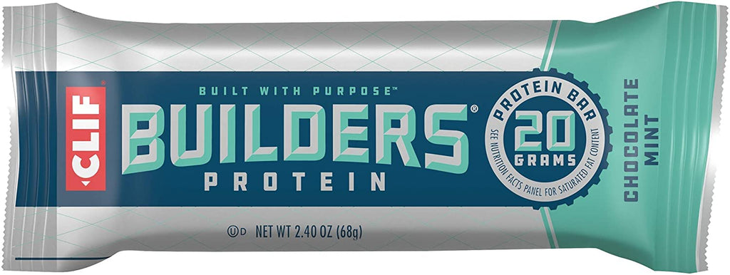 CLIF BUILDERS Protein Bars – Chocolate Mint | 20g Protein | Gluten-Free | 12 x 68g