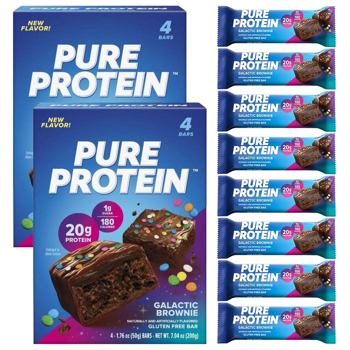 Pure Protein Bars – Galactic Brownie | 20g Protein | Gluten-Free | 8 Count