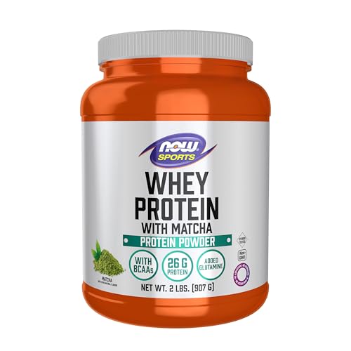 NOW Sports Whey Protein + Matcha | 24g Protein | BCAAs | Glutamine | 2 lbs