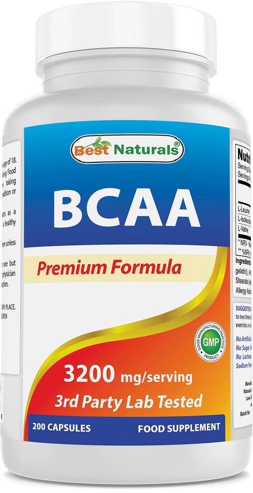 Best Naturals BCAA 3200mg – Branch Chain Amino Acids | 200 Capsules