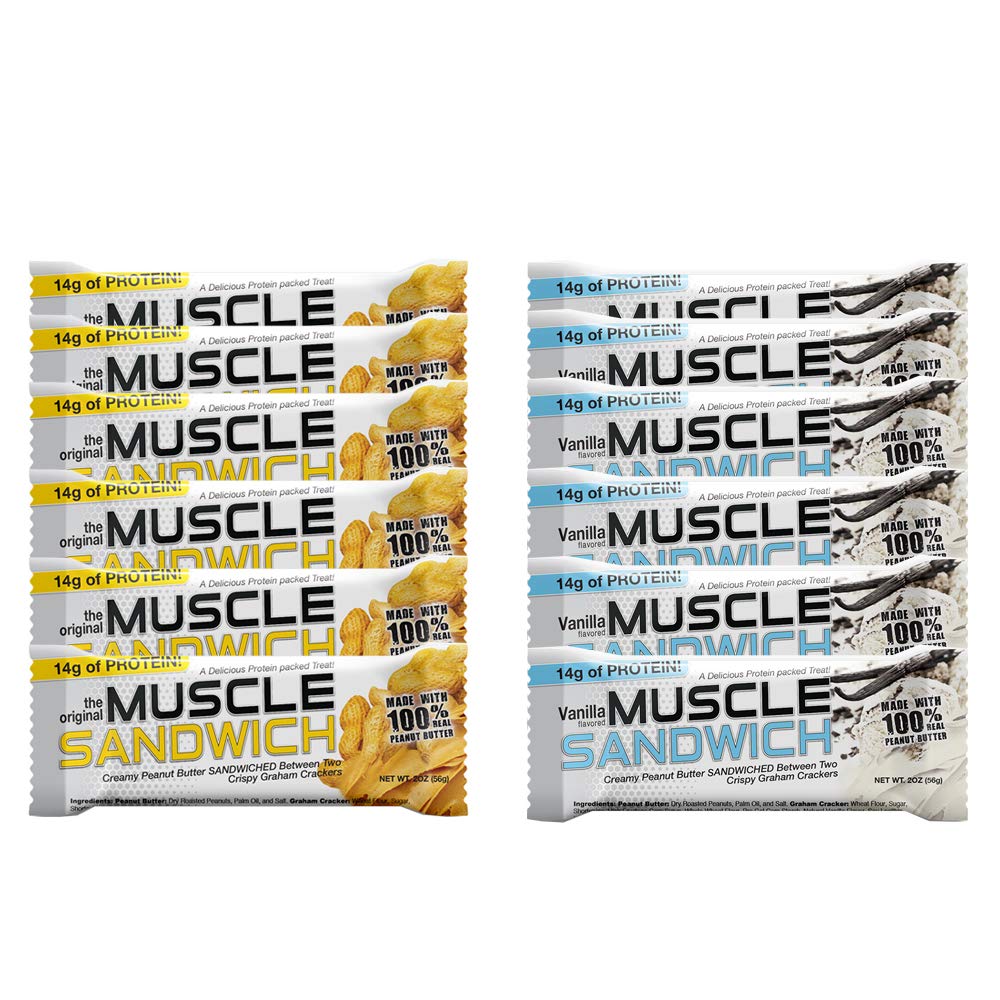 Muscle Sandwich Protein Bars – Variety Pack | 14g Whey Protein Isolate | 2 oz | 12 Count