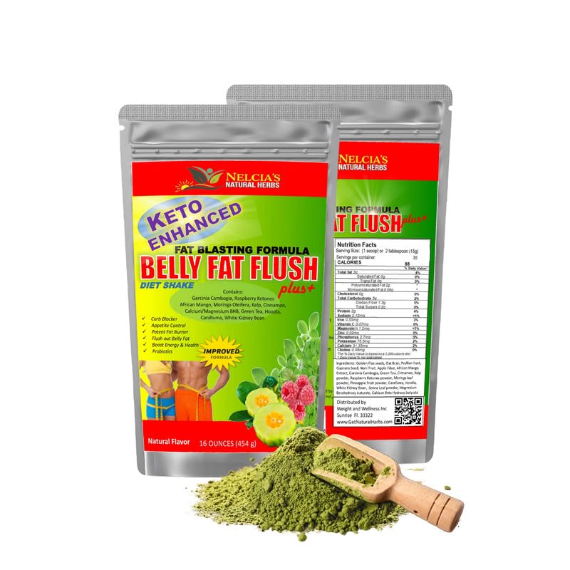 NELCIAS Natural Herbs Powder with Raspberry Ketones, Green Tea & Probiotics – 16 oz