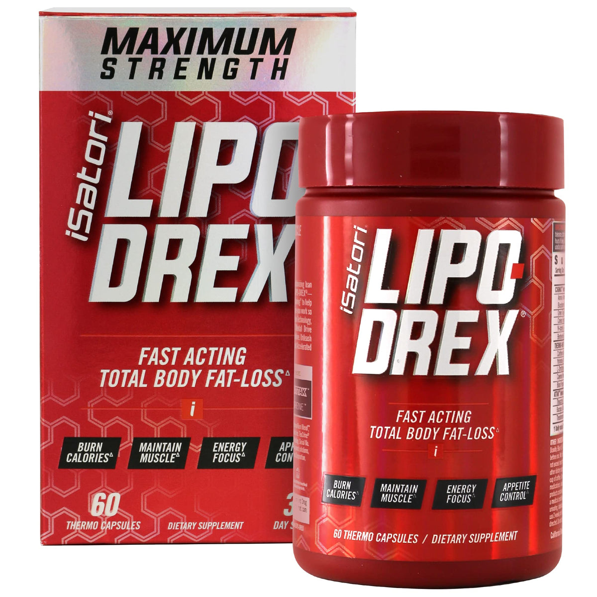 iSatori LIPO-DREX – Advanced Daily Supplement | Caffeine, TeaCrine & Bacopa | 60 Capsules