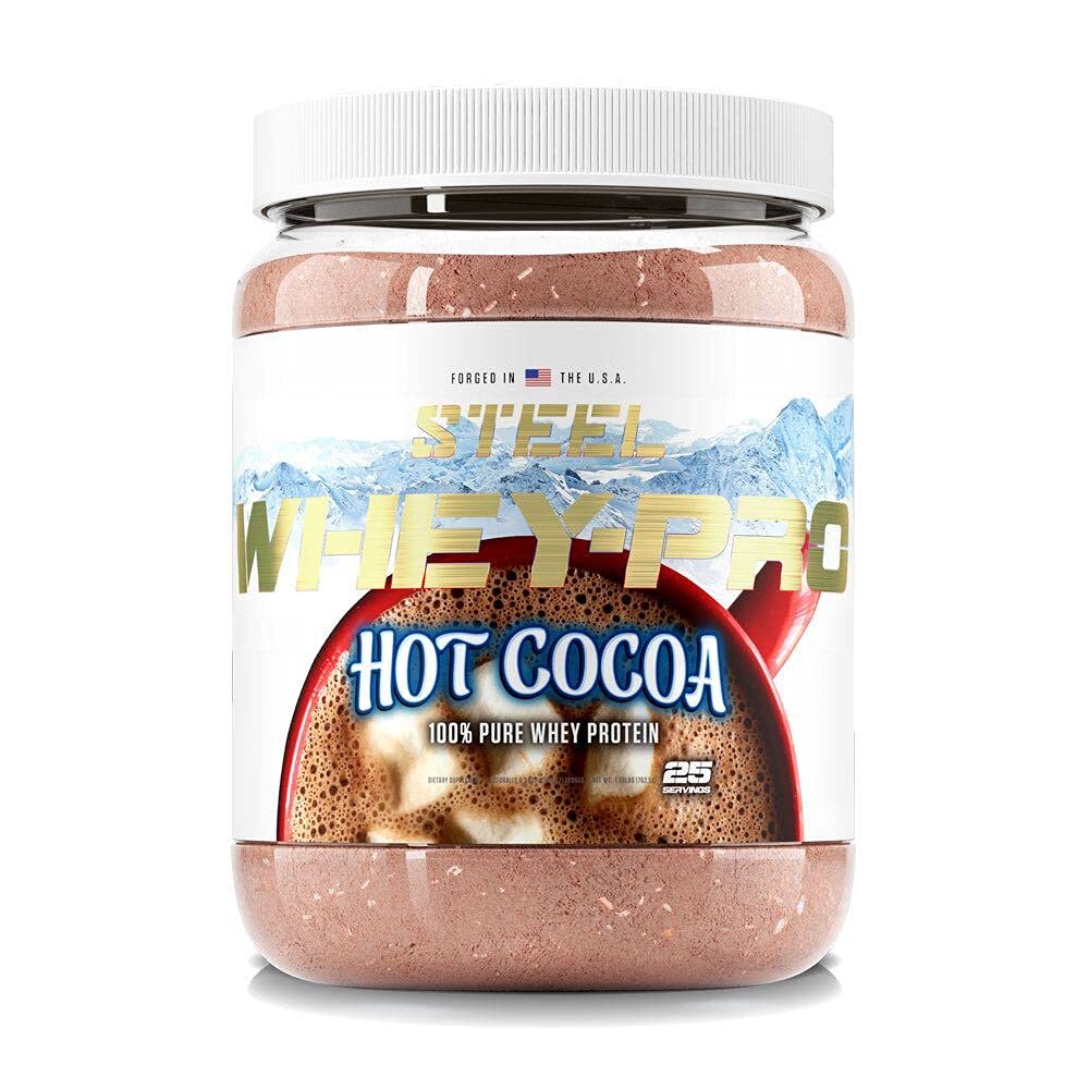 Steel Supplements Whey-Pro – Hot Cocoa | 20g Protein | BCAAs 5g | Gluten-Free | Non-GMO | 25 Servings