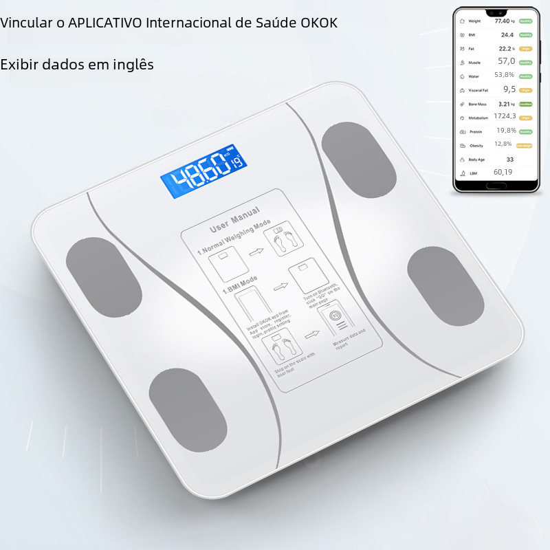 Smart Bluetooth Body Fat Scale – Body Fat & Hydration Tracker | 180kg Capacity | Black, White & Gold